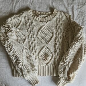 Line & Dot Cream Cable Knit Crew Neck Sweater